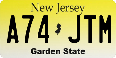 NJ license plate A74JTM
