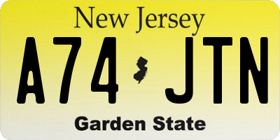 NJ license plate A74JTN