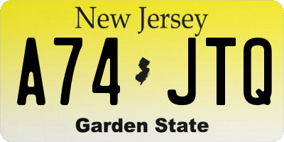 NJ license plate A74JTQ