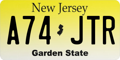 NJ license plate A74JTR