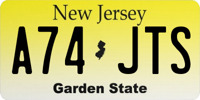 NJ license plate A74JTS