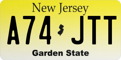 NJ license plate A74JTT