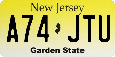 NJ license plate A74JTU