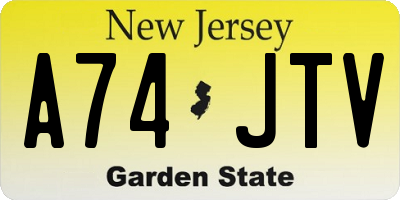 NJ license plate A74JTV