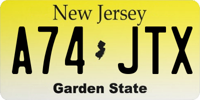 NJ license plate A74JTX