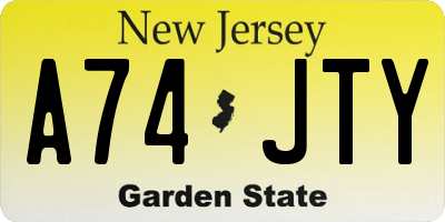 NJ license plate A74JTY