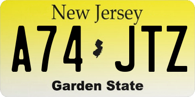 NJ license plate A74JTZ