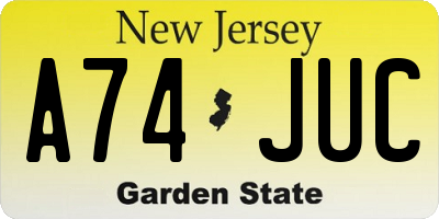NJ license plate A74JUC
