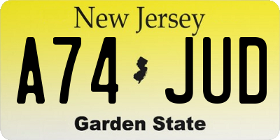 NJ license plate A74JUD
