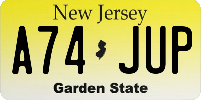NJ license plate A74JUP