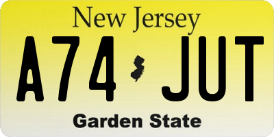 NJ license plate A74JUT