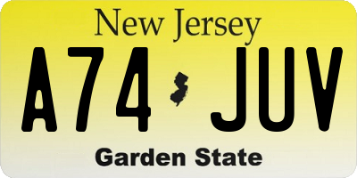 NJ license plate A74JUV