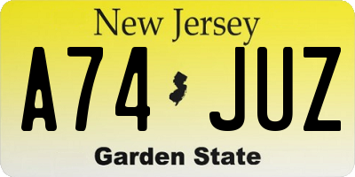 NJ license plate A74JUZ