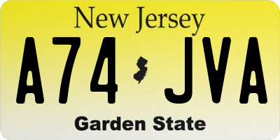 NJ license plate A74JVA