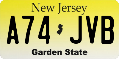 NJ license plate A74JVB