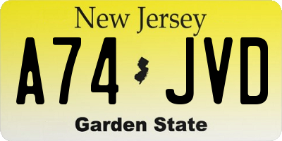 NJ license plate A74JVD