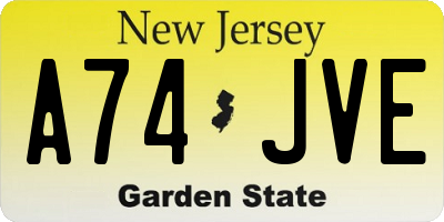 NJ license plate A74JVE