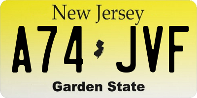 NJ license plate A74JVF