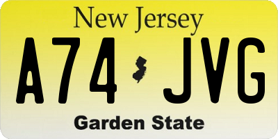 NJ license plate A74JVG