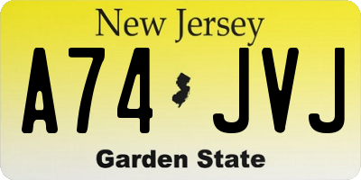 NJ license plate A74JVJ