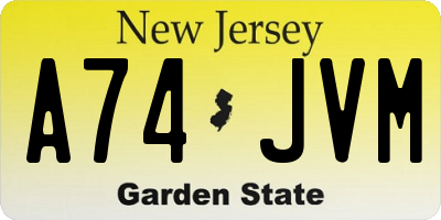 NJ license plate A74JVM