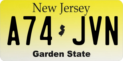 NJ license plate A74JVN
