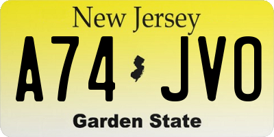 NJ license plate A74JVO