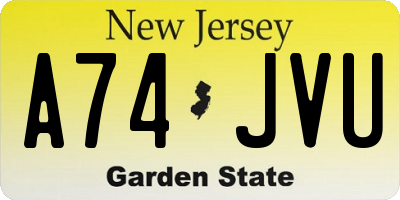 NJ license plate A74JVU