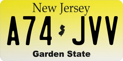 NJ license plate A74JVV