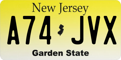 NJ license plate A74JVX