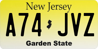 NJ license plate A74JVZ