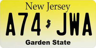 NJ license plate A74JWA