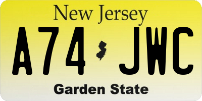 NJ license plate A74JWC