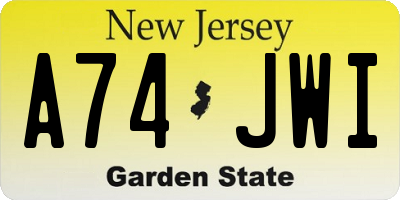 NJ license plate A74JWI
