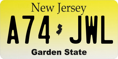 NJ license plate A74JWL