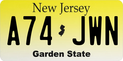 NJ license plate A74JWN