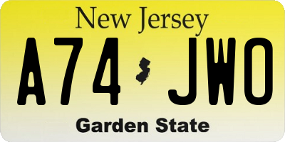 NJ license plate A74JWO