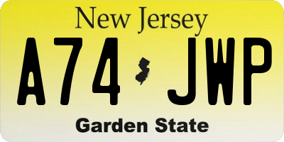 NJ license plate A74JWP
