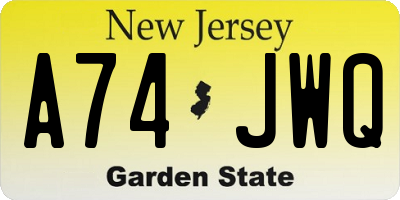 NJ license plate A74JWQ