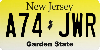NJ license plate A74JWR