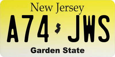 NJ license plate A74JWS