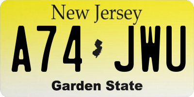 NJ license plate A74JWU