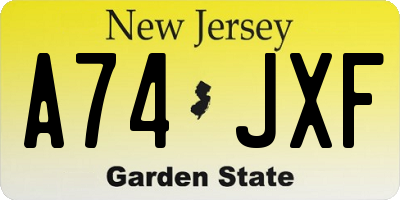 NJ license plate A74JXF