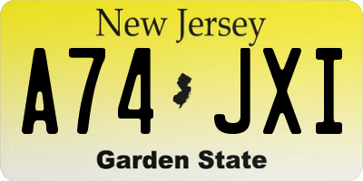 NJ license plate A74JXI