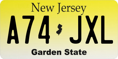 NJ license plate A74JXL