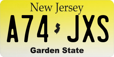 NJ license plate A74JXS