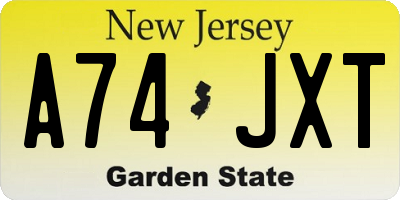 NJ license plate A74JXT