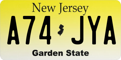 NJ license plate A74JYA