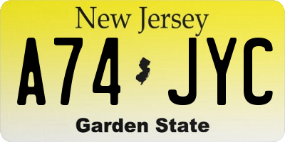 NJ license plate A74JYC