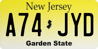 NJ license plate A74JYD